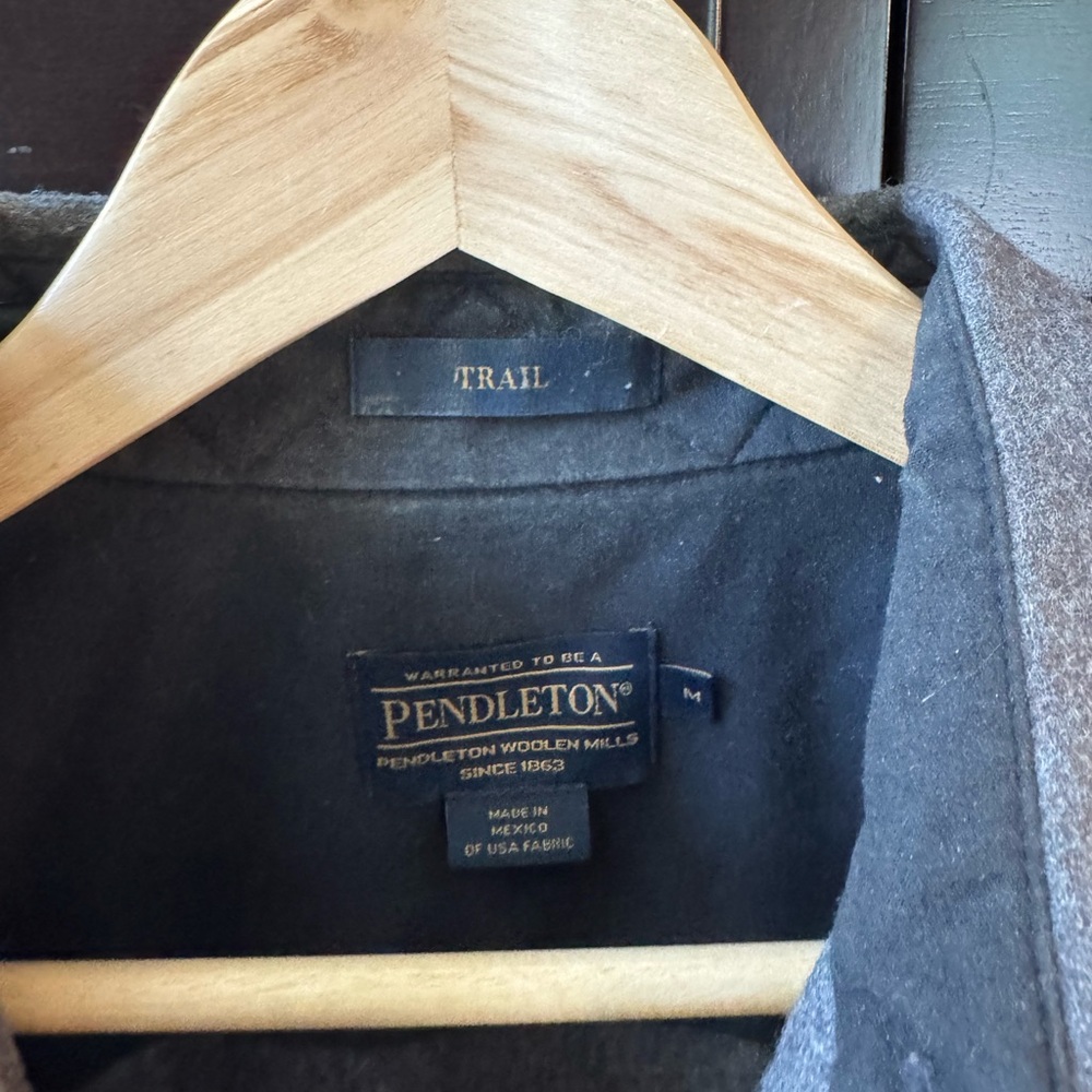 Pendleton Warm-Gray Wool Elbow Patch Trail Shirt - image 3